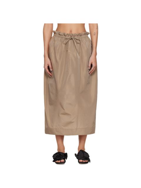 Simone Rocha Tan Gathered Waist Tulip Midi Skirt
