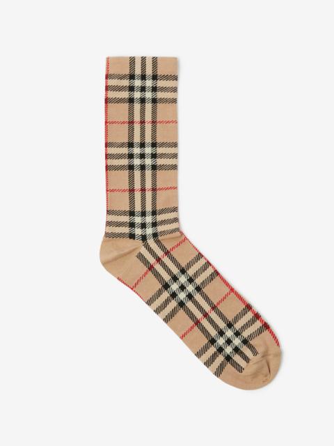 Burberry Vintage Check Intarsia Cotton Cashmere Blend Socks
