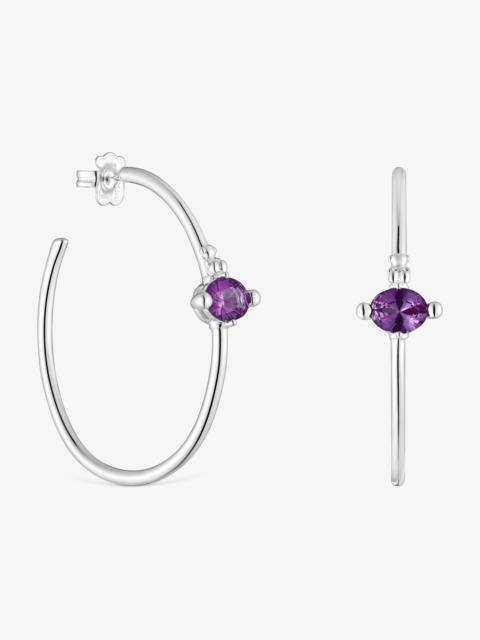 TOUS Silver hoop earrings and lab-grown lilac sapphire TOUS Color LGG