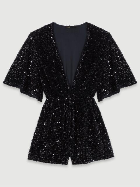 maje Sequinned velvet playsuit