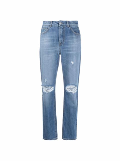 ripped-detail slim-fit jeans