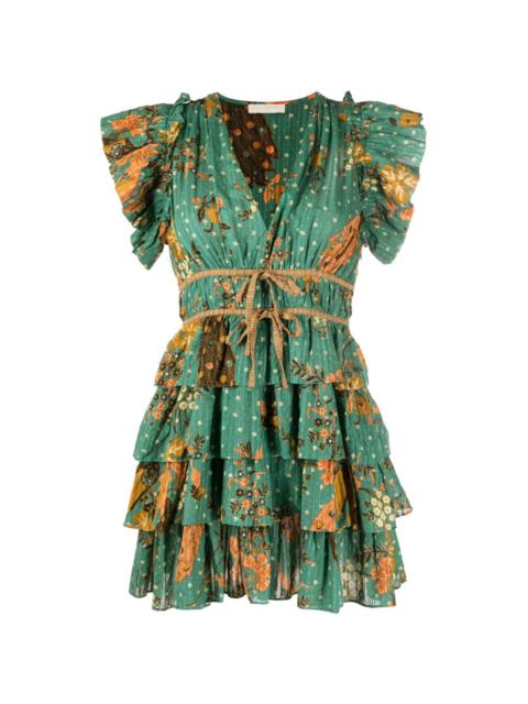 ULLA JOHNSON Marni floral-print ruffled minidress