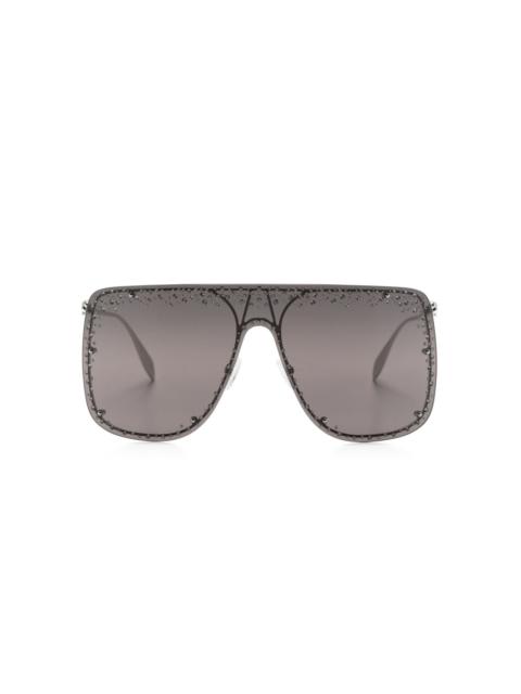Alexander McQueen rhinestone-embellished shield-frame sunglasses