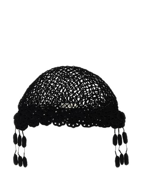 BODE Black crochet Blossom beanie