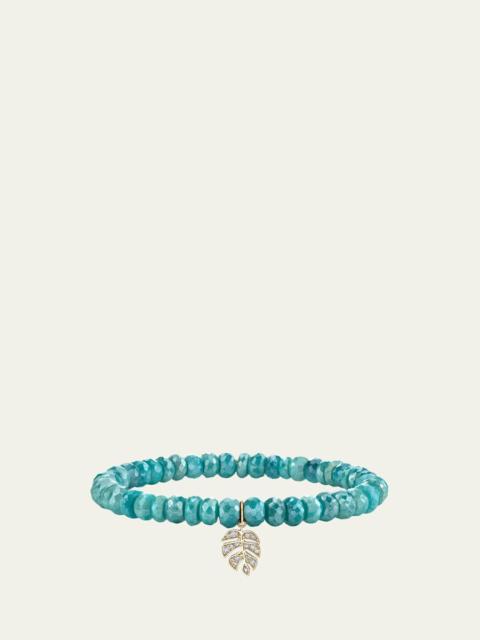 SYDNEY EVAN 14K Diamond Monstera on Teal Quartz Bracelet