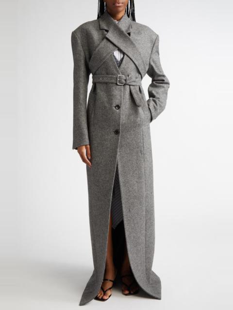 MONSE Crisscross Lapel Virgin Wool Herringbone Tweed Coat in Charcoal at Nordstrom