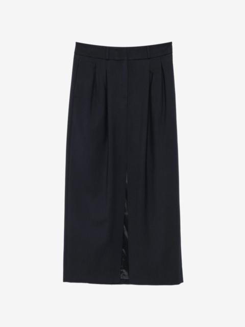 PESERICO pleated front-slit long skirt