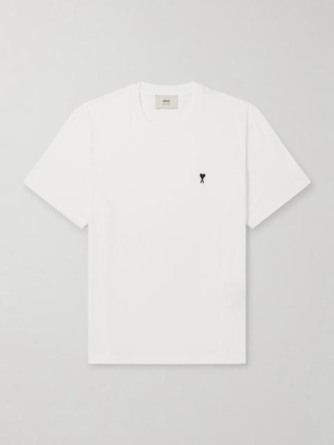 AMI Paris Logo-Embroidered Cotton-Jersey T-Shirt