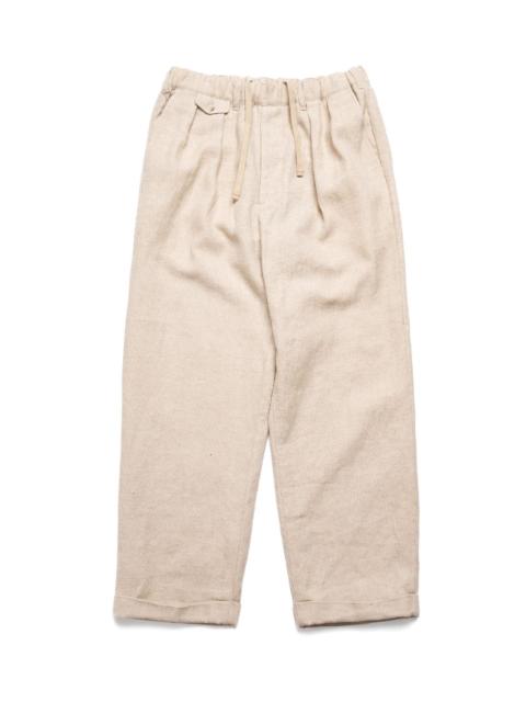 BEAMS PLUS 2 Pleats Relax Trousers Cotton Linen - Off White