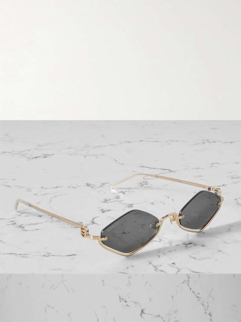 Hexagon-frame gold-tone sunglasses