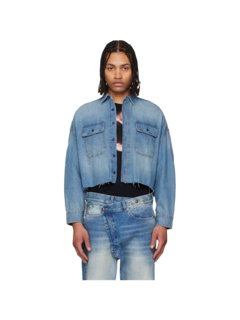 R13 Blue Cropped Denim Shirt