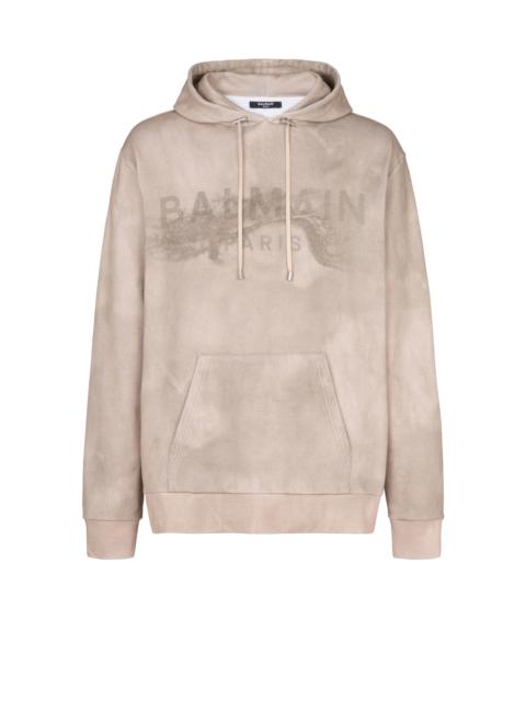 Balmain Hoodie in eco-responsible cotton with Balmain Paris desert logo print