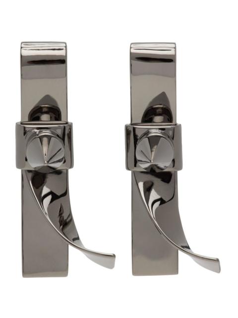 We11done Gunmetal Spike Ribbon Earrings