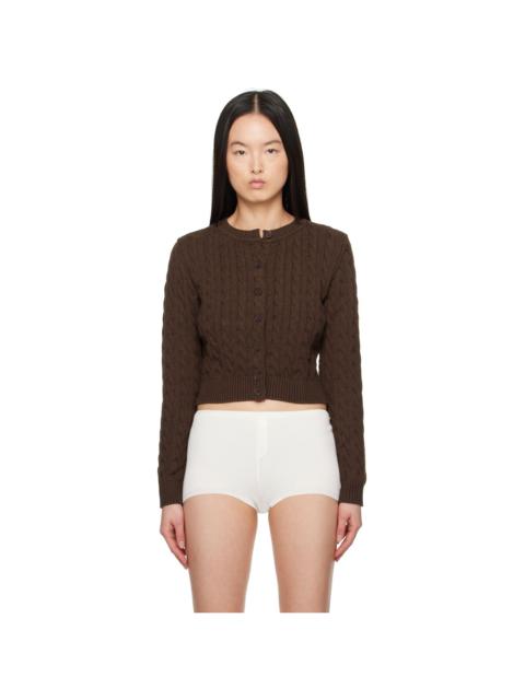 Brown Dudley Cable Knit Cardigan