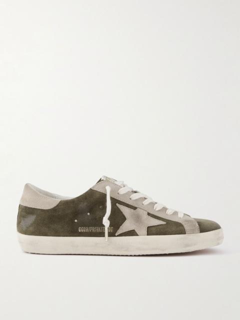 Golden Goose Super-Star Private EDT Distressed Suede Sneakers Green