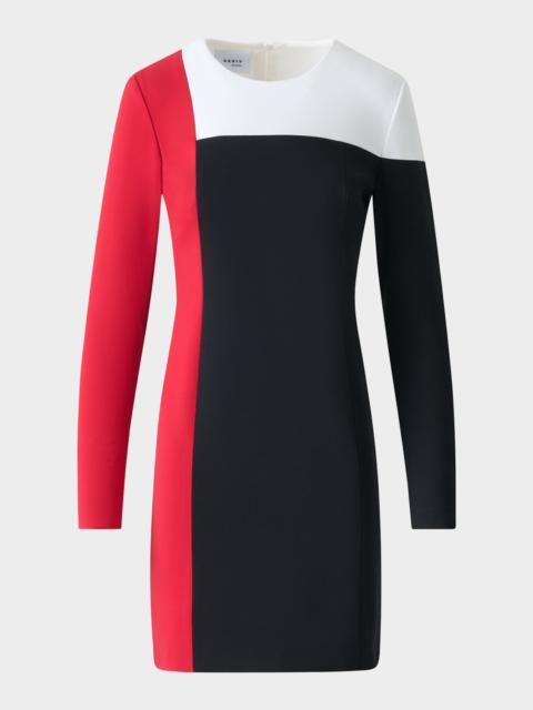 AKRIS Colorblock Signature Viscose Stretch Jersey Mini Dress