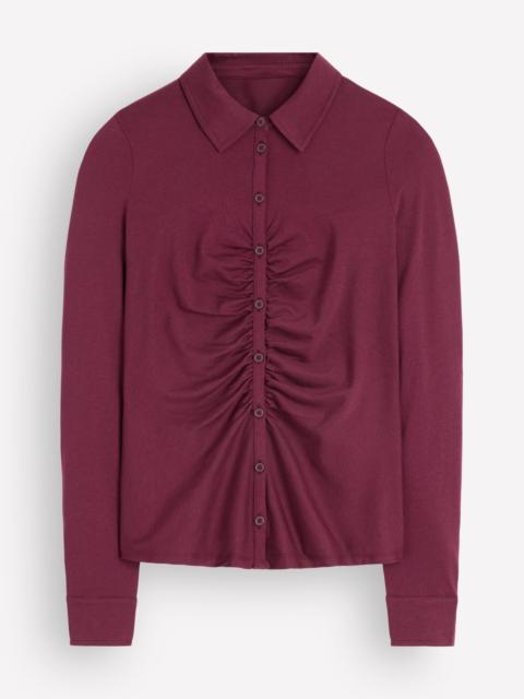 BODEN Supersoft Ruched Jersey Shirt-Deep Wisteria