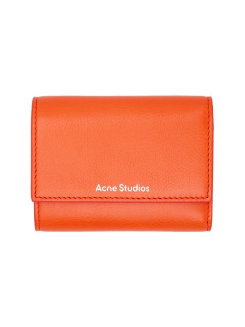 Acne Studios Orange Trifold Leather Wallet