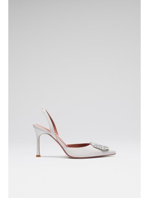 CAMELIA SLING 90 WHITE NAPPA AND WHITE BUCKLE