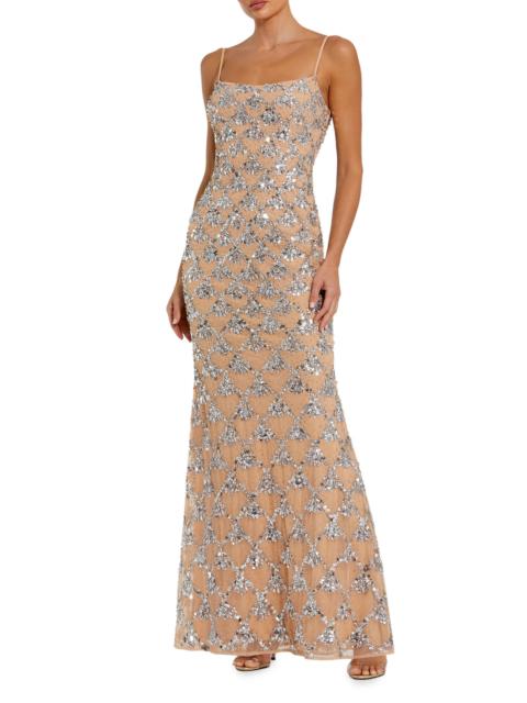 MAC DUGGAL Women's Prom Sequined Mesh Slipdress - Silver
