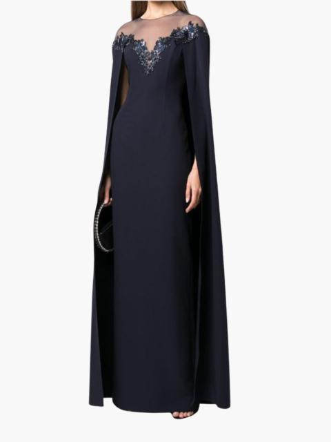 Marchesa ILLUSION NECK CREPE GOWN