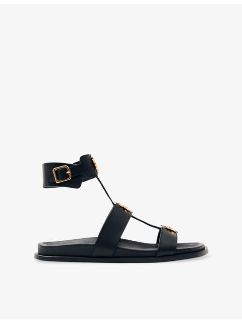 ALOHAS Clarissa Embellished Flat Leather Sandals