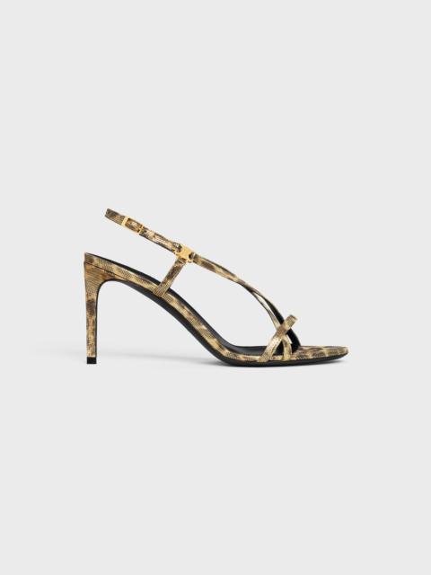 CELINE SOIR CRISS CROSS SANDAL WITH TRIOMPHE in LEOPARD PRINTED LAMINATED SUEDE CALFSKIN