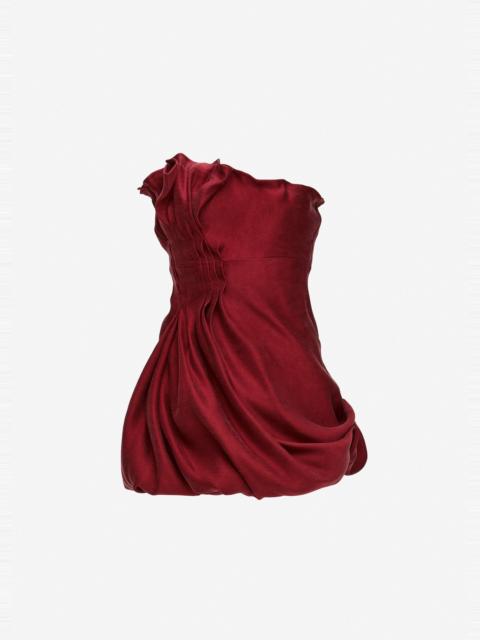 MAGDA BUTRYM Asymmetric pleated silk bubble mini dress in red