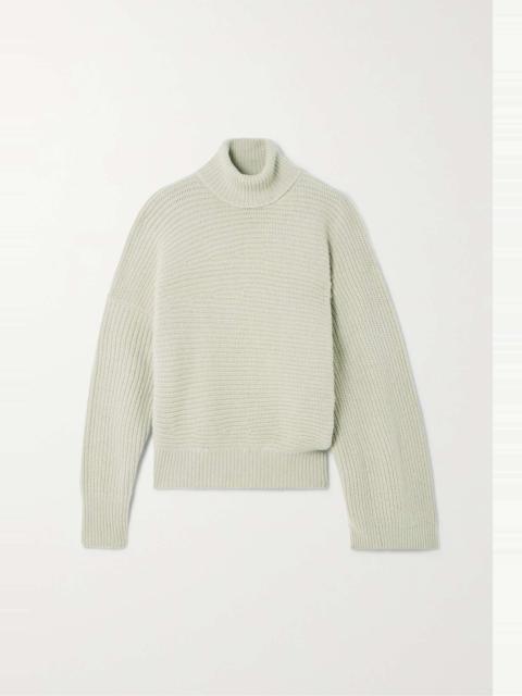Stella McCartney + NET SUSTAIN cape-effect ribbed recycled cashmere and wool-blend turtleneck sweater
