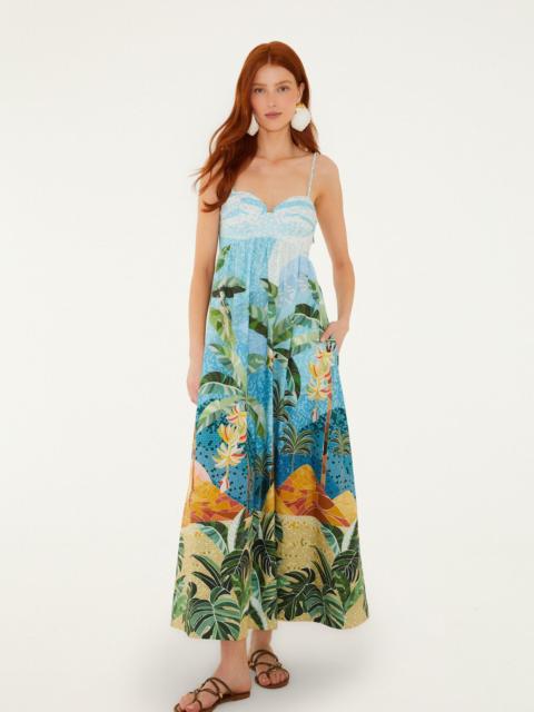 FARM RIO Multicolor Rio Mosaic Sweetheart Neck Maxi Dress