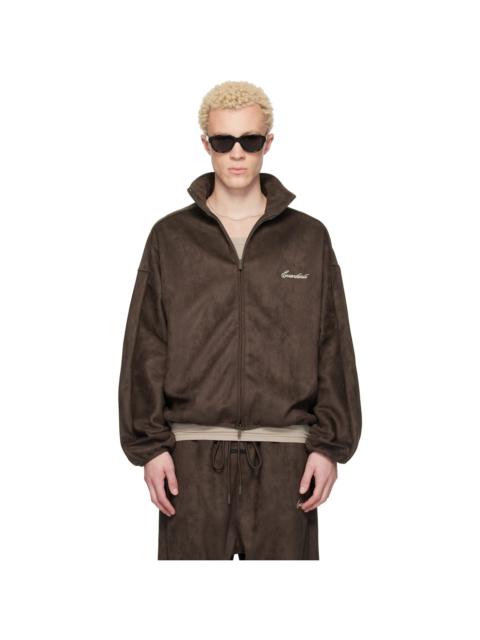 ESSENTIALS Brown Faux-Suede Fleece Signature Modern Track Jacket