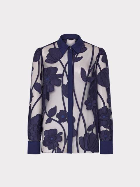 MILLY Ashton Grand Fleur Embroidered Top