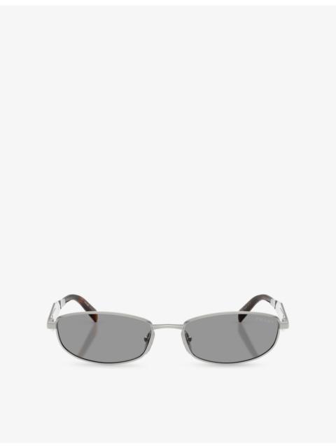 Prada PR D51S Oval-Frame Metal Sunglasses