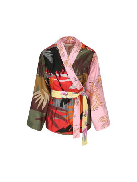 Palm Angels Mix Print Kimono Shirt 'Military/Pink'