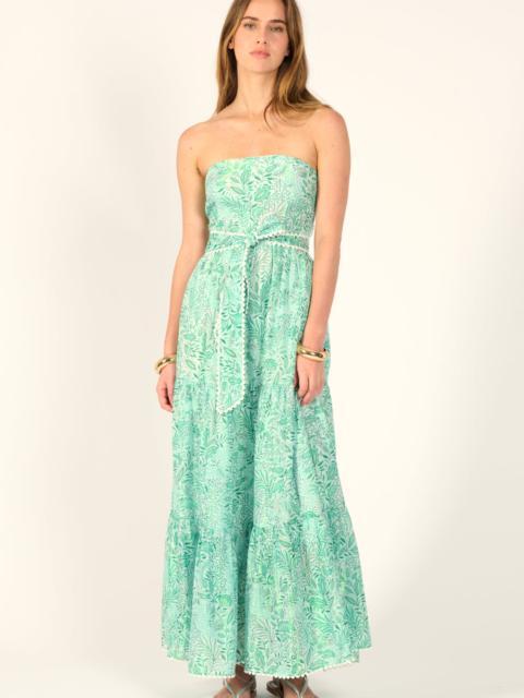 Poupette St Barth Long Dress Thelma - Green Palmarosa