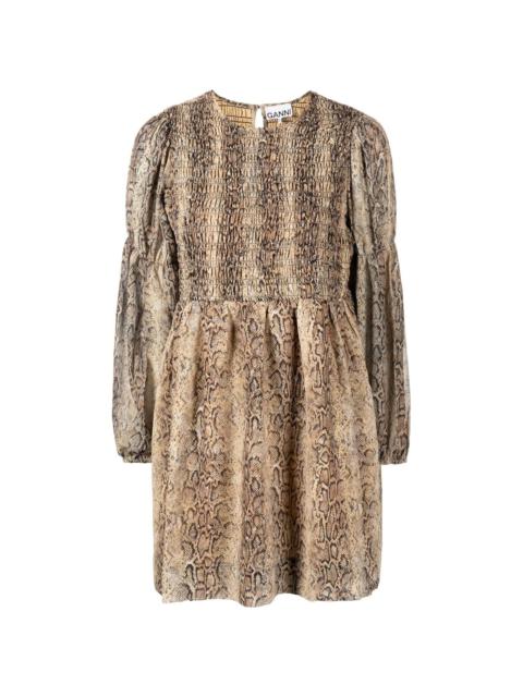 GANNI snake-print mini dress
