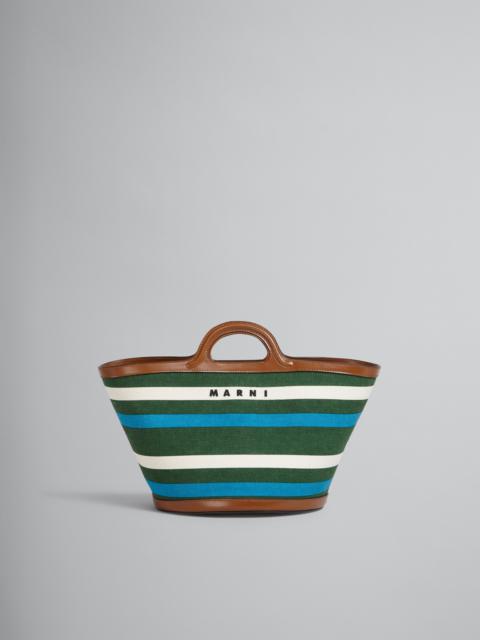 Marni TROPICALIA SMALL BAG IN LEATHER AND STRIPED CANVAS