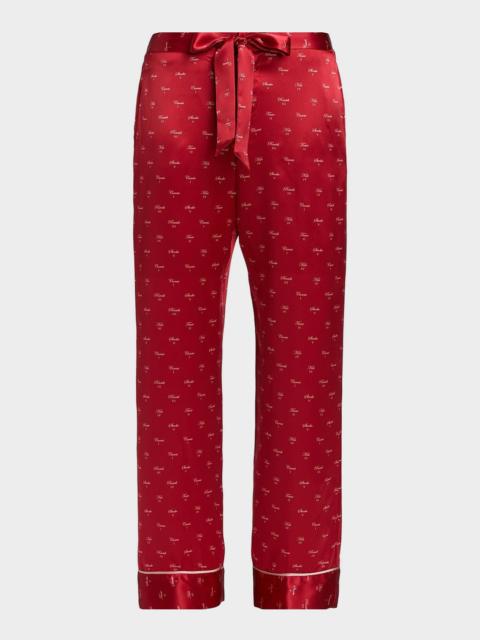 KIKI DE MONTPARNASSE Kiss-Print Silk Lounge Pants