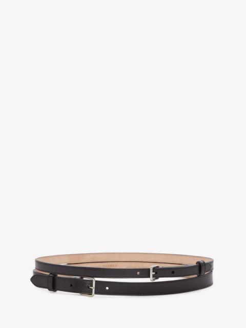 Alexander McQueen Women's Thin Double Belt in Black