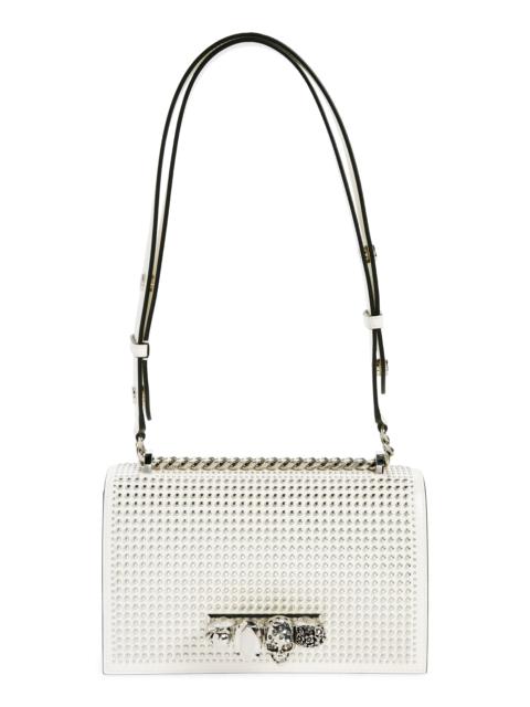 Stud Jeweled Knuckle Clasp Leather Shoulder Bag