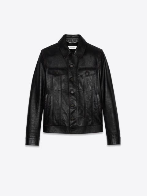 SAINT LAURENT denim-style jacket in aged leather