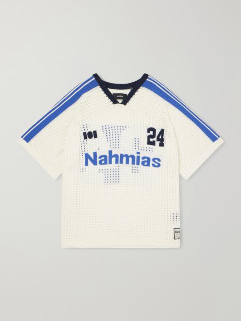 NAHMIAS Logo-Jacquard Perforated Cotton T-Shirt