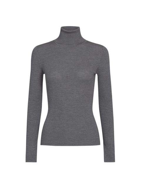 TWP Women's Rib-Knit Wool Turtleneck - Charcoal