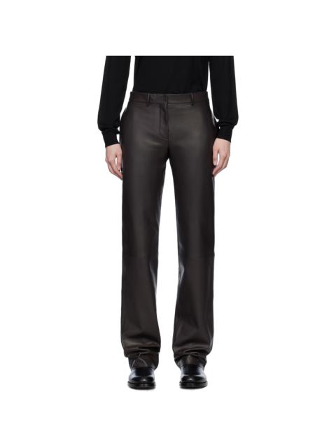 The Row Brown Selviese Leather Pants