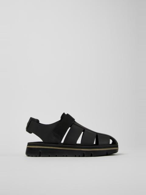 CAMPER Oruga Black Leather and Textile Sandals for Men.