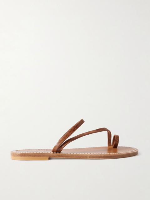 K.JACQUES Actium lizard-effect leather slides Chocolate