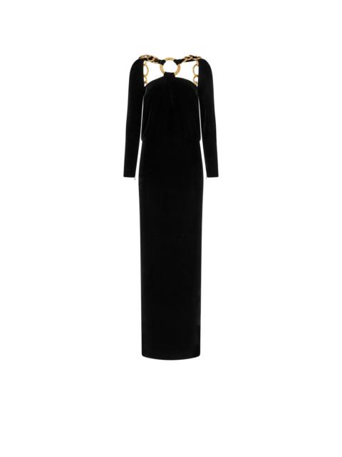 TOM FORD VELVET OPEN BACK GOWN WITH CHAIN