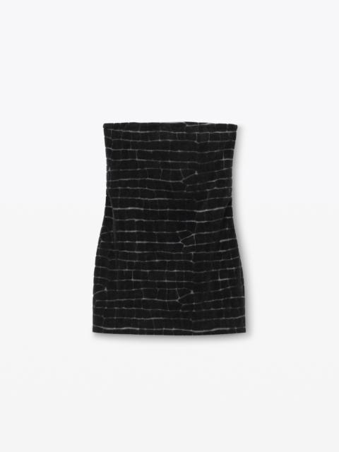 crocodile jacquard velour bandeau minidress