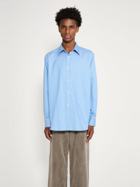 AURALEE AURALEE COTTON SILK STRIPE SHIRT BLUE STRIPE