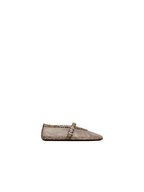 Alaïa BALLET FLATS IN FISHNET AND AYERS LEATHER
